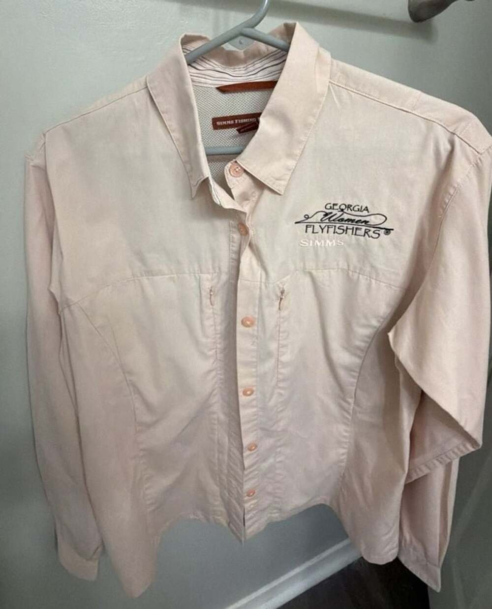 Simms Women’s M Pink Long Sleeve Fly Fishing Shirt Georgia Flyfishers Outdoor